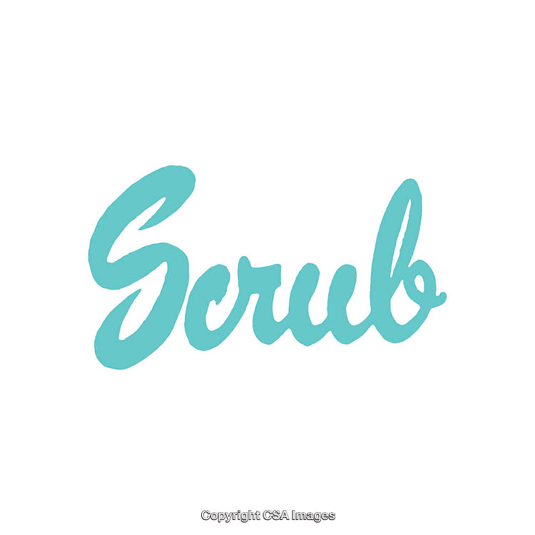 Blue Script Font Showing the Word Scrub in Handwritten Style