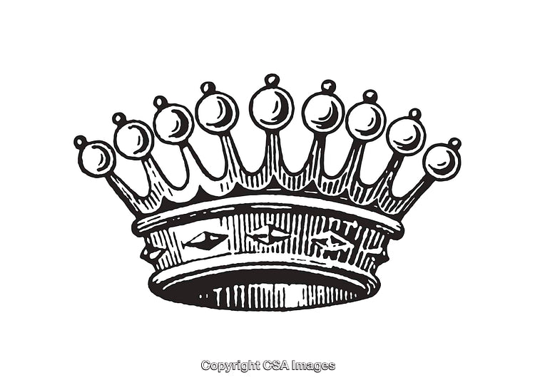 Intricate Black and White Illustration of a Victorian Ornate Crown