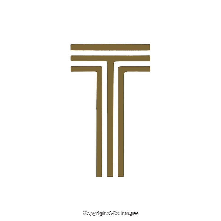 Minimalist Design Featuring a Stylized Gold Letter T on White