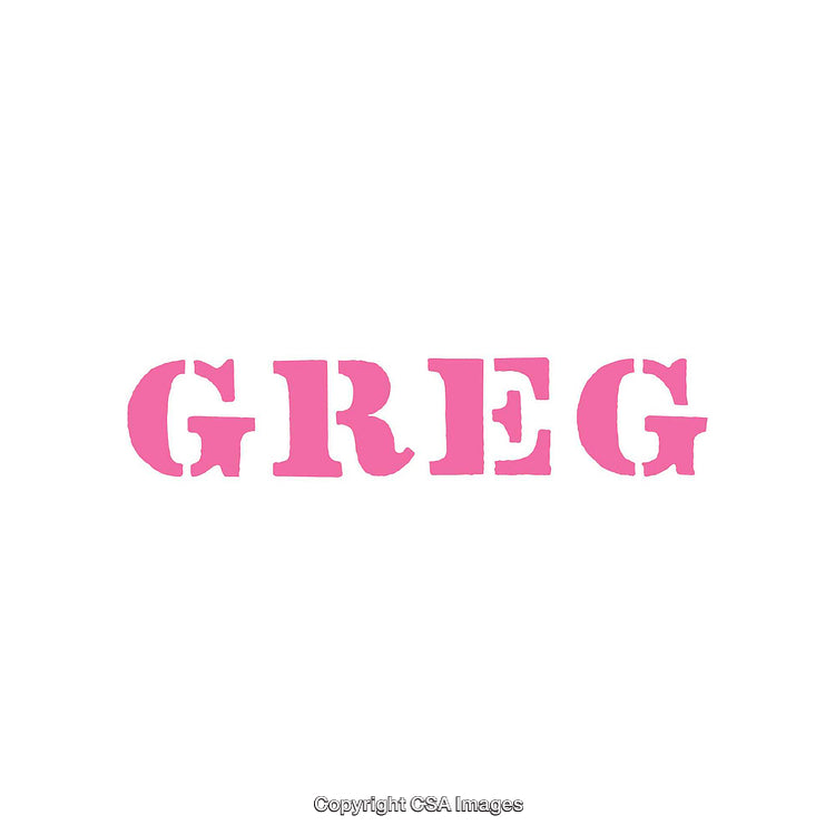 Pink Stencil Text Displaying the Name Greg in Bold Font