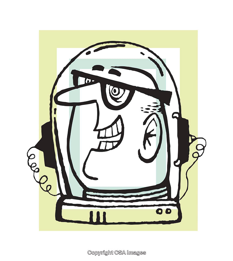 Colorful Cartoon Illustration of a Smiling Character in a Helmet