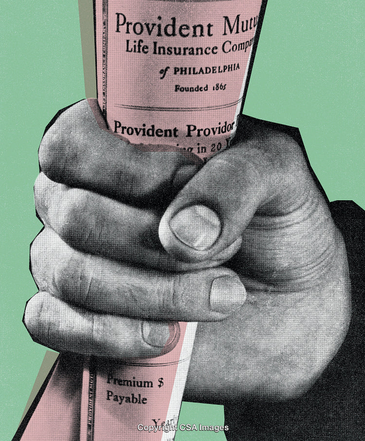 Vintage Artistic Hand Holding Insurance Document With Textured Background