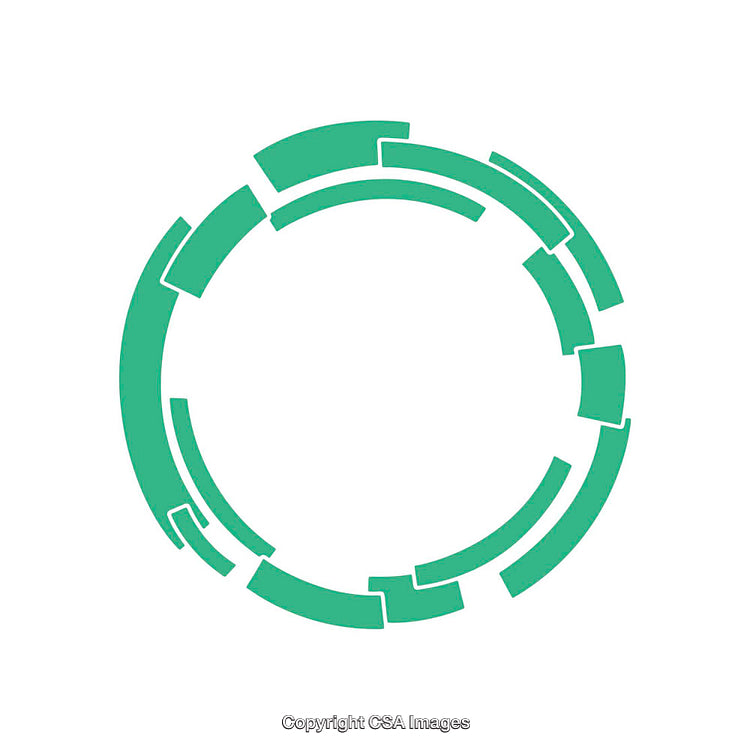 Abstract Green Circular Shape with Fragmented Design on White Background