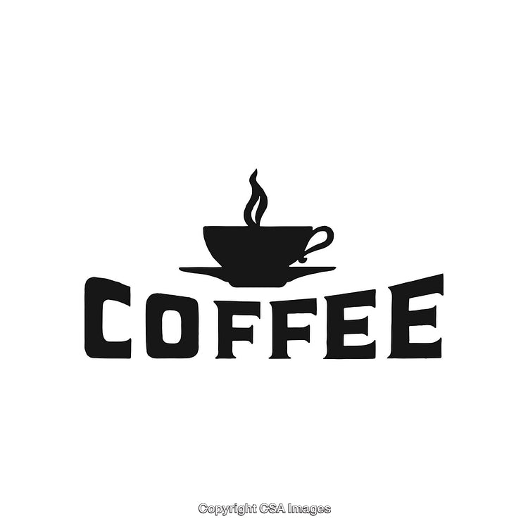 Black Silhouette Coffee Cup Logo With Bold Text Design