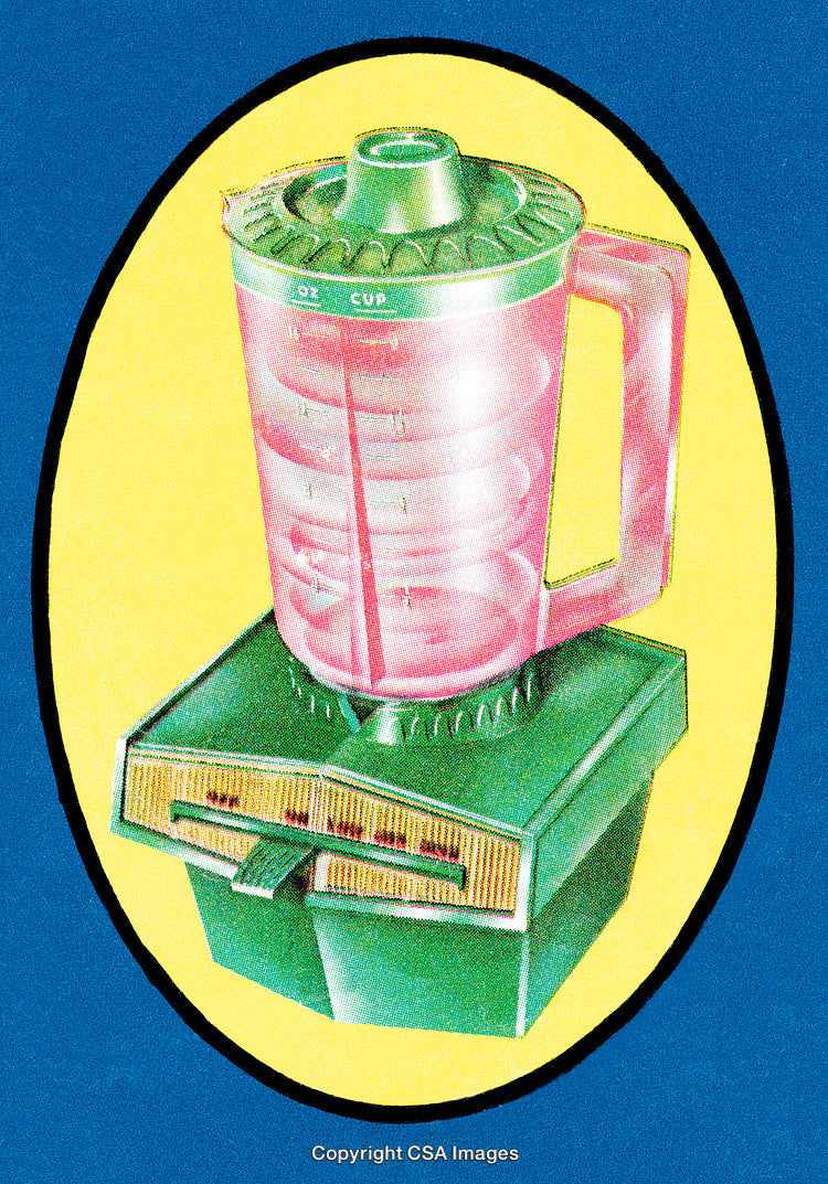 Colorful Retro Kitchen Blender Illustration in Vintage Artistic Style