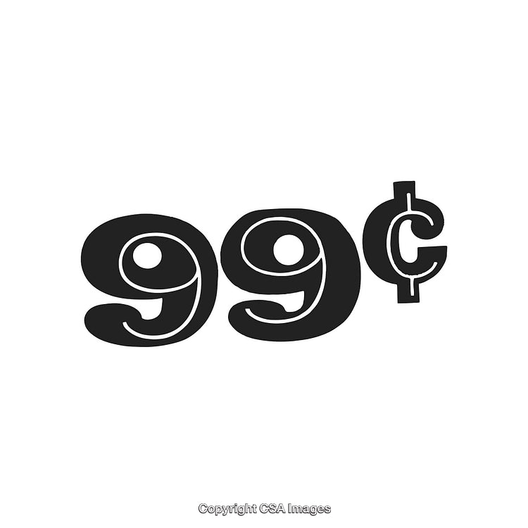 Classic Black and White 99 Cents Symbol for Pricing and Deals
