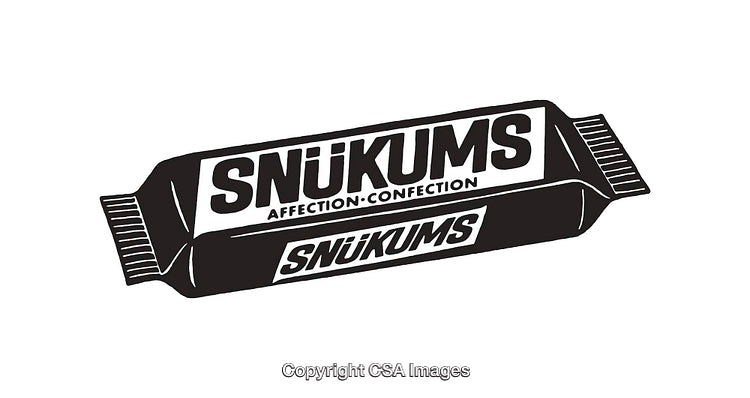 Monochrome Illustration of a Wrapped Confectionery Bar with Stylish Text Design