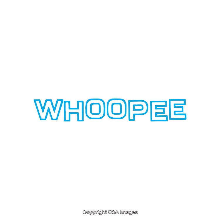 Bright Blue Text Design Featuring the Word Whoopee on a White Background