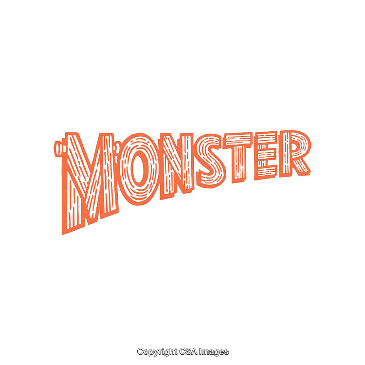Stylized Monster Text in Bold Orange on Simple White Background