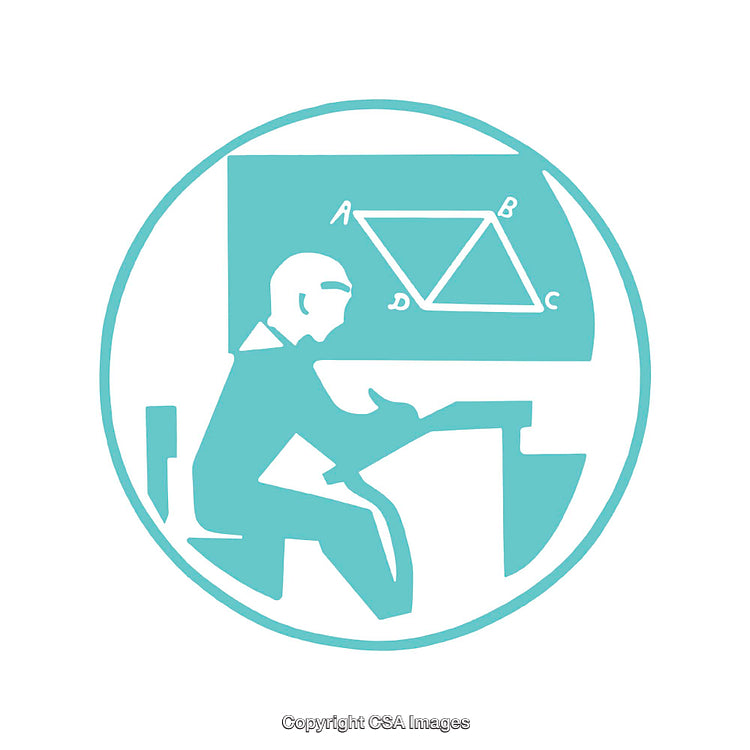 Illustration of Student Studying Math in a Classroom Environment
