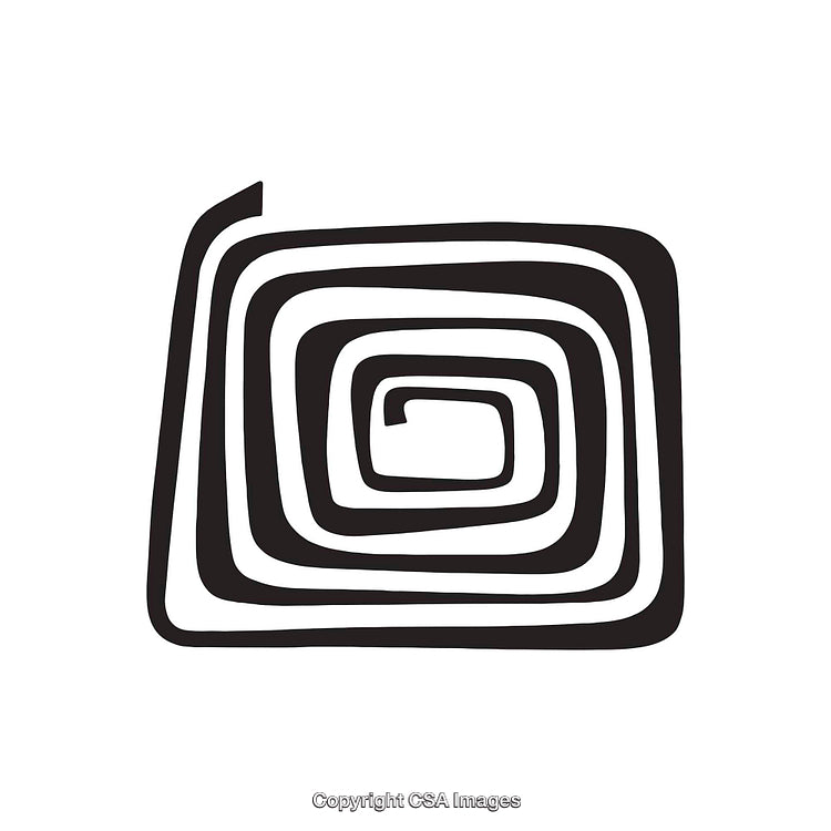 Abstract Black and White Spiral Shape on a White Background