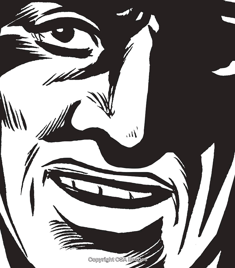 Abstract Black and White Illustration of Smiling Face Closeup