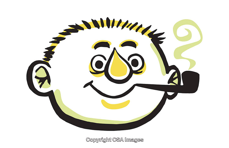 Colorful Illustration of a Smiling Face with Smoking Pipe