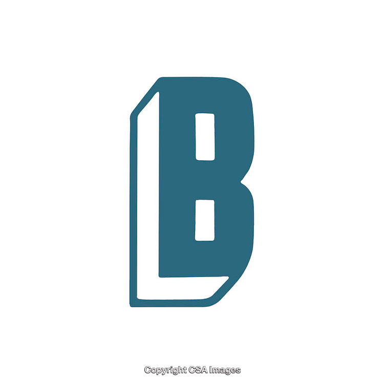 Capital Letter B in Bold Blue Design on White Background