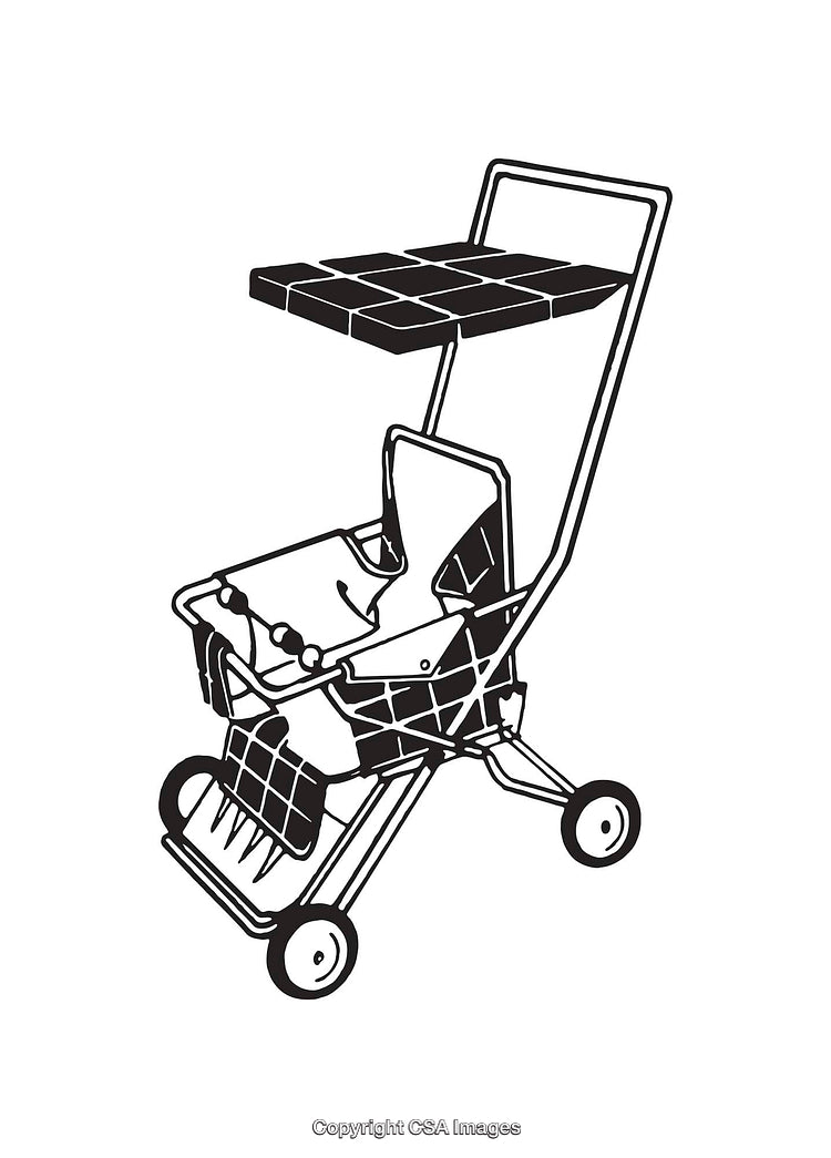 Black And White Line Art of a Modified Shopping Cart Design