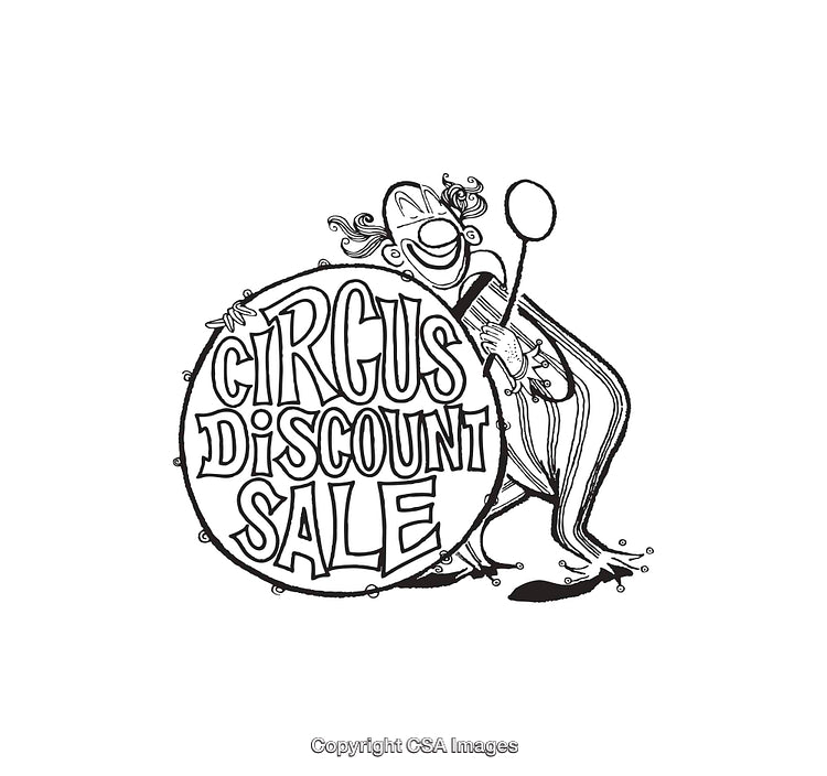 Black and White Line Art of Circus Discount Sale Promotion
