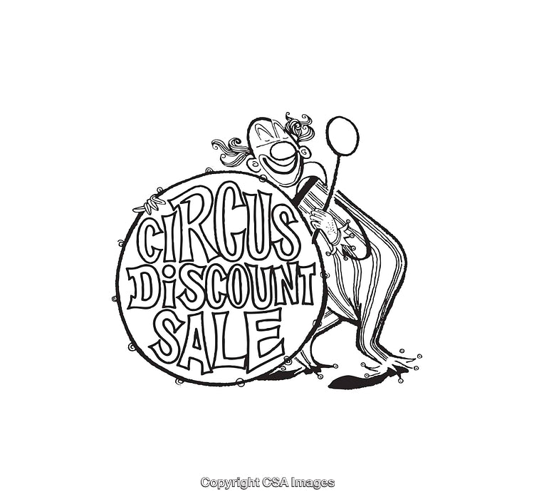 Black and White Line Art of Circus Discount Sale Promotion