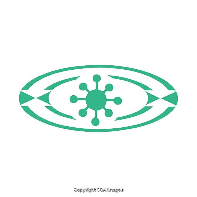 Circular Green Symbol With Radiating Nodes and Symmetrical Patterns