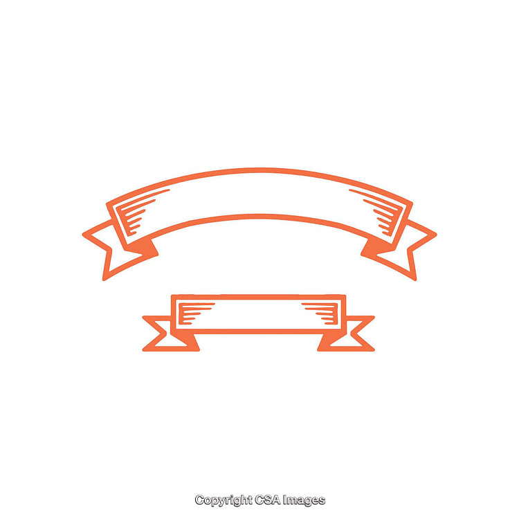 Hand-Drawn Orange Decorative Ribbon Banners Isolated on White Background