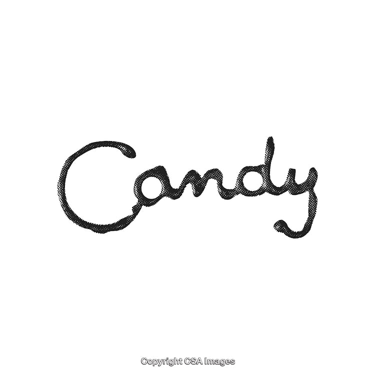 Handwritten Text of the Word 'Candy' in Artistic Monochrome Style