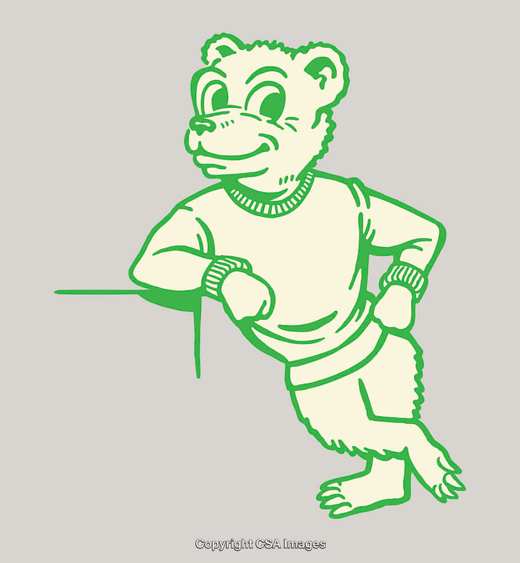 Colorful Line Art Illustration of a Cheerful Anthropomorphic Bear Character