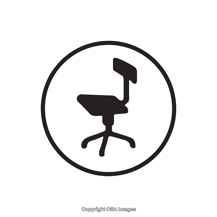 Minimalist Black and White Office Chair Icon in Circular Design