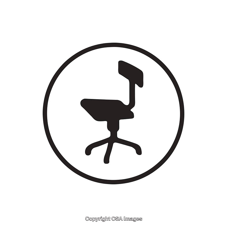 Minimalist Black and White Office Chair Icon in Circular Design