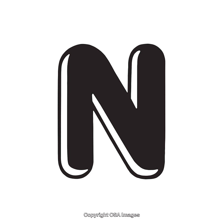 Bold 3D Monochrome Design of the Letter N