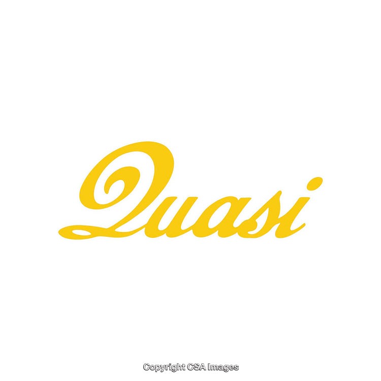 Yellow Script Quasi Logo Design on White Background