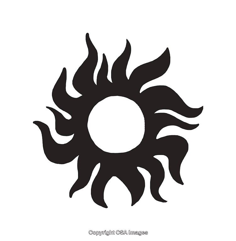 Abstract Sun Icon With Artistic Black and White Illustration Design