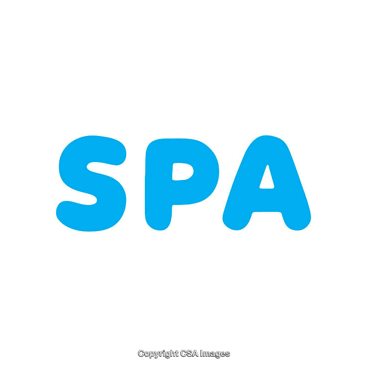 Blue Typography SPA Word on White Background for Relaxation Theme