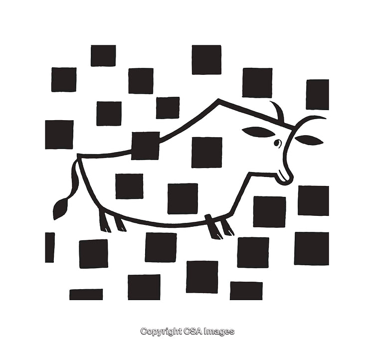 Abstract Line Art of a Bull with Geometric Patterns