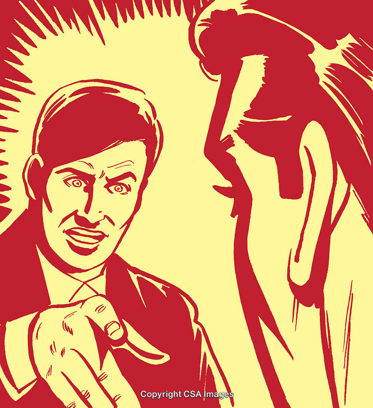 Retro Pop Art of an Intense Discussion with Dynamic Red and Yellow Graphics