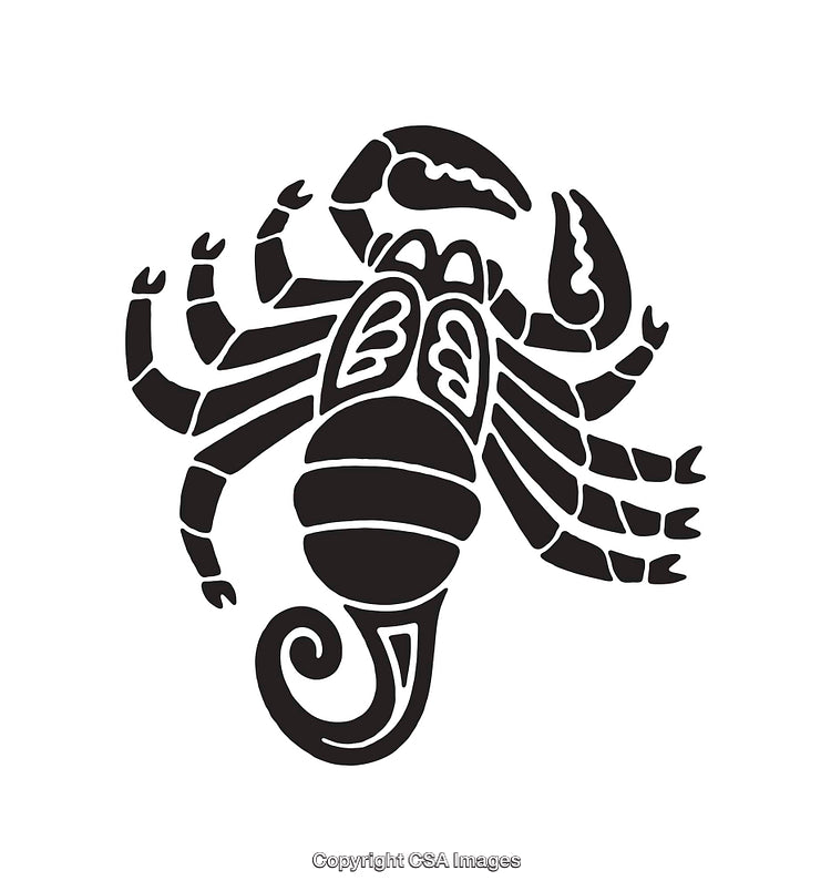 Black and White Line Art Illustration of a Scorpion