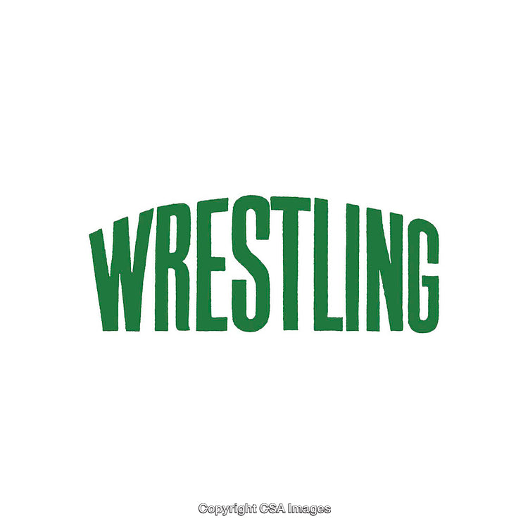 Green Wrestling Text on White Background with a Bold Typeface Design