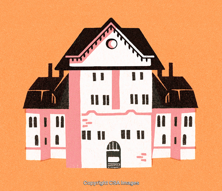 Illustration of a Charming House Design With Pink and Orange Tones