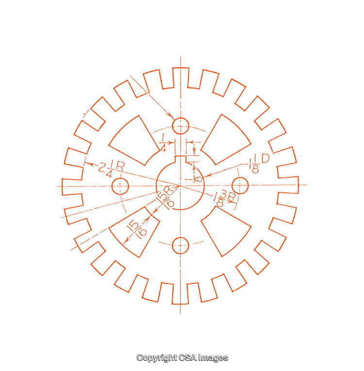 Technical Diagram of a Gear with Precision Measurements and Annotations