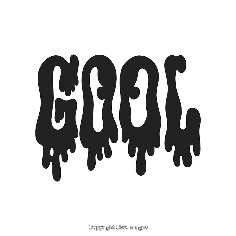 Melting Black Typography Featuring The Word 'Cool' on White Background