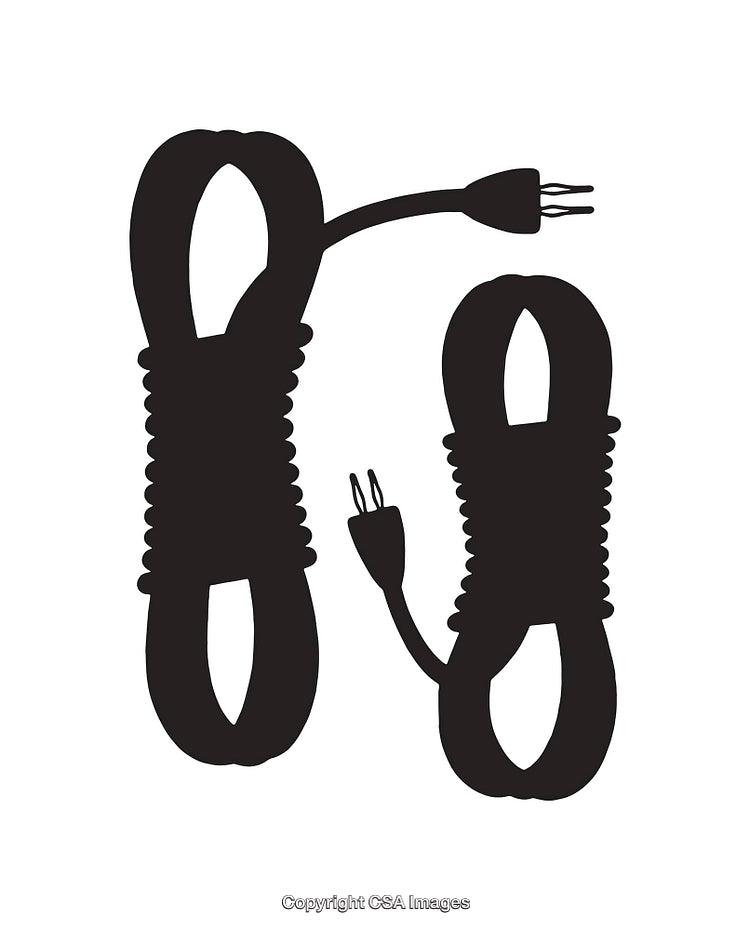 Black and White Silhouette Illustration of Coiled Power Cables