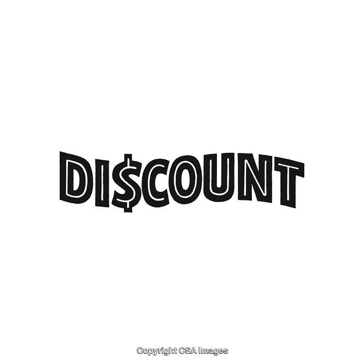 Stylish Discount Text Art with Dollar Symbol on White Background