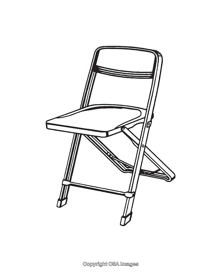 Black and White Line Art Illustration of a Folding Chair