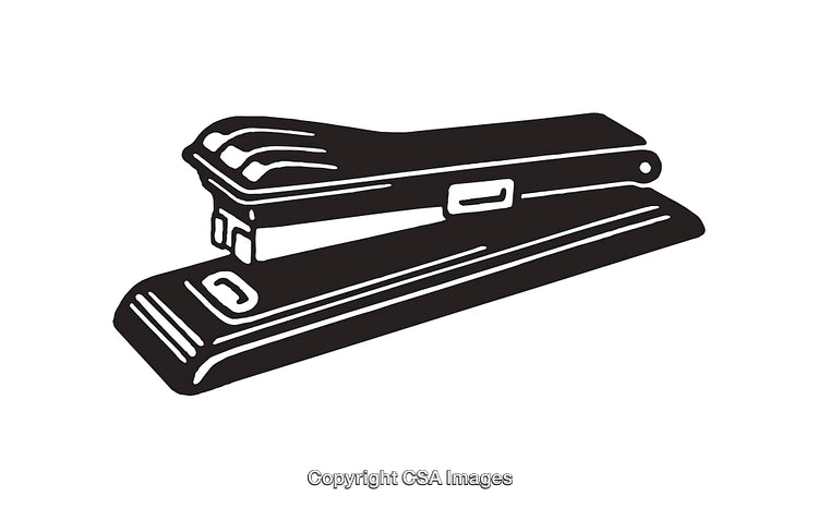 Classic Black and White Stapler Illustration in Line Art Style