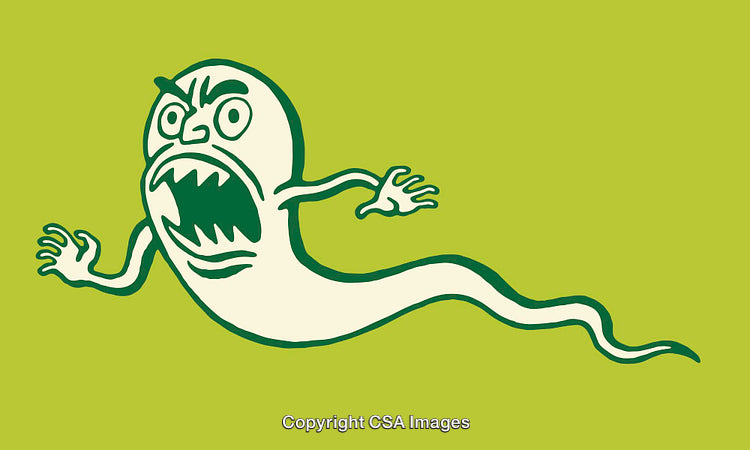 Colorful Illustrated Character With Expressive Angry Expression On Green Background