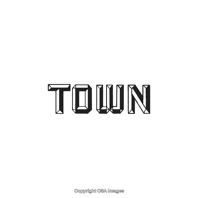 Geometrically Designed 'Town' Text in Bold Black Typography