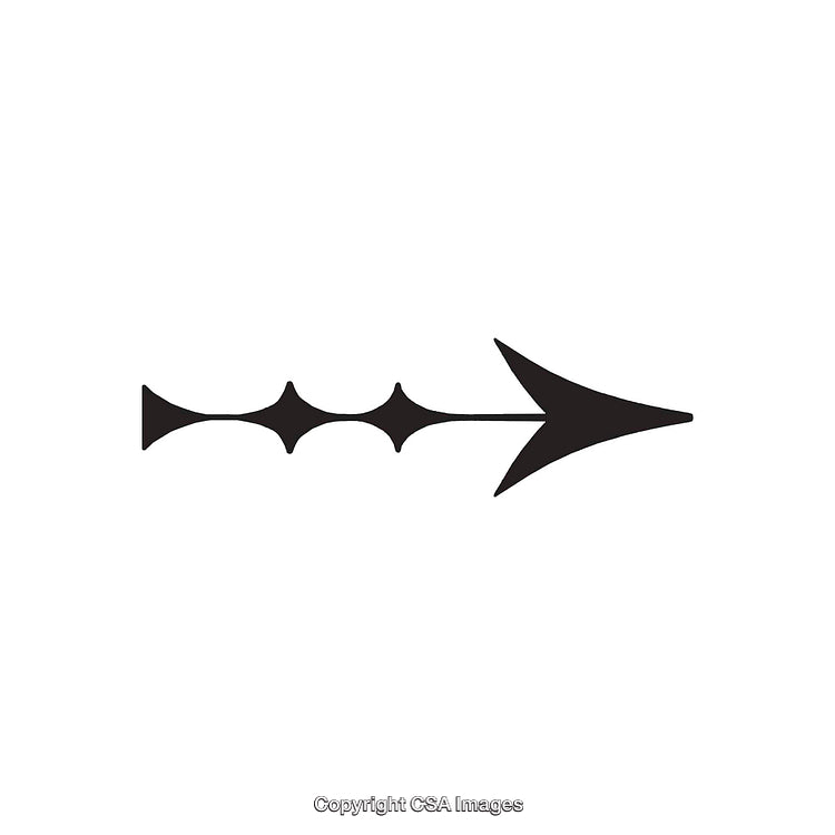 Stylized Black Arrow with Unique Geometric Shapes on White Background