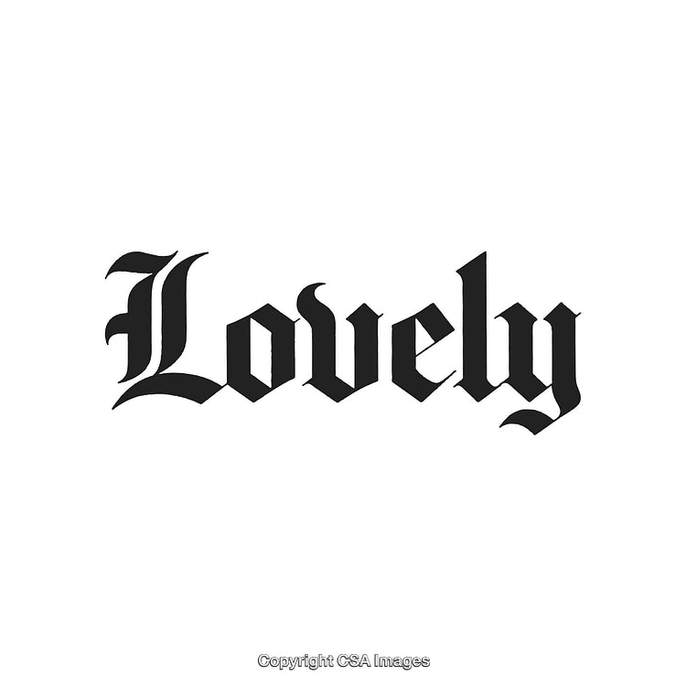Elegant Calligraphy Displaying Lovely Word in Blackletter Style on White Background