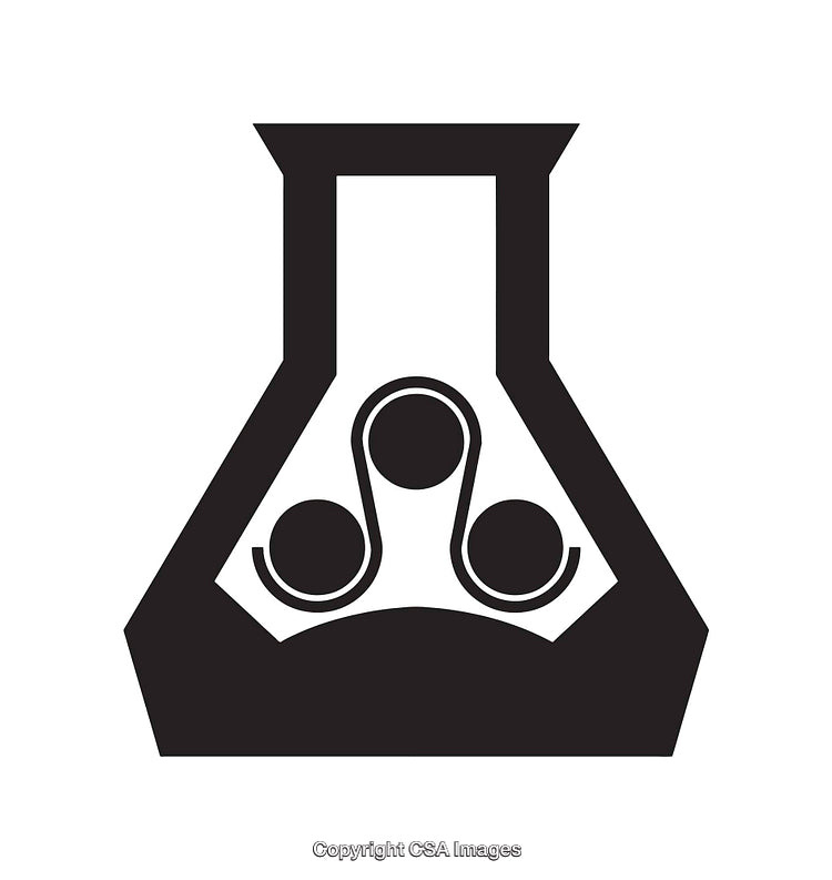 Black and White Abstract Chemistry Icon Design for Scientific Representation