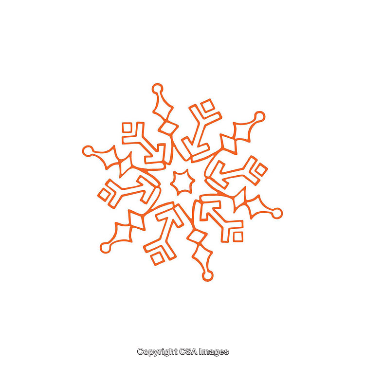 Stylized Geometric Shape Resembling a Modern Snowflake Design in Orange Lines