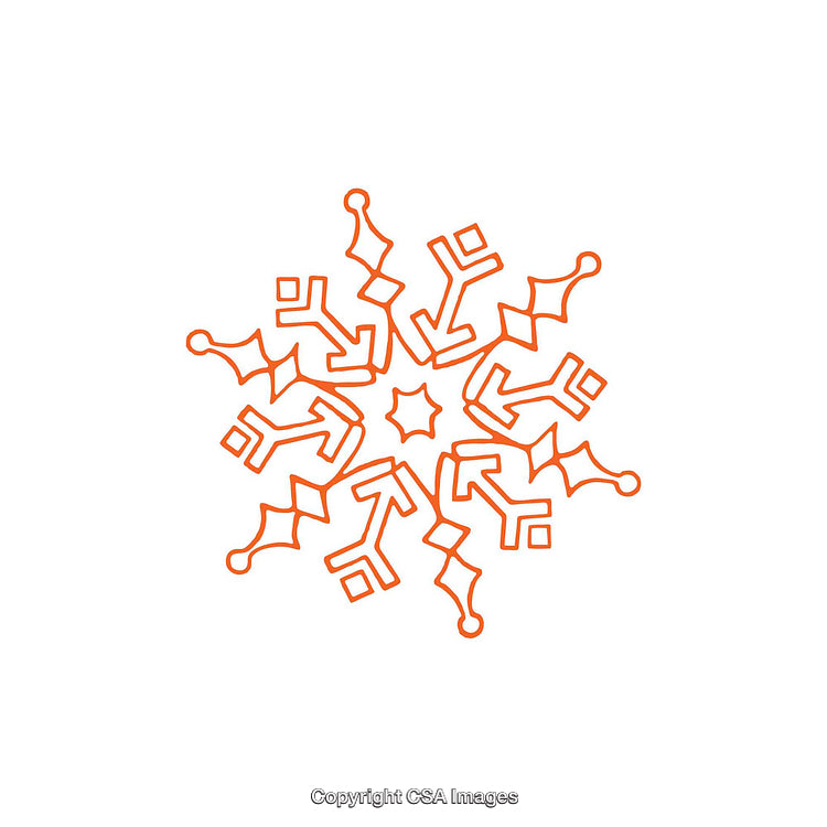 Stylized Geometric Shape Resembling a Modern Snowflake Design in Orange Lines