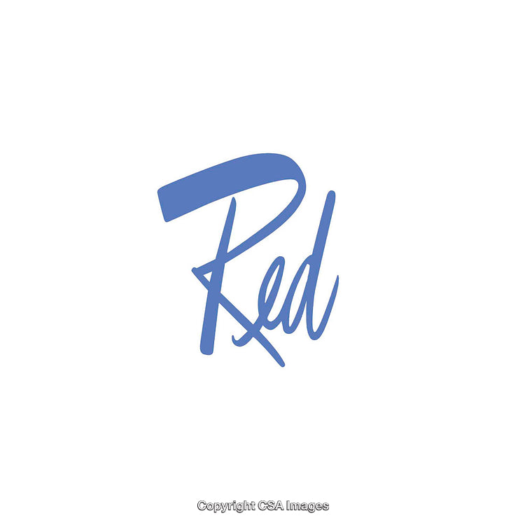 Word in Blue Script on White Background Art Design